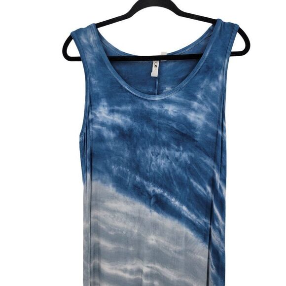 Cable & Gauge Dress Jersey Knit Ombre Watercolor Tank Scoop Side Slit Maxi Sz M - Picture 5 of 10